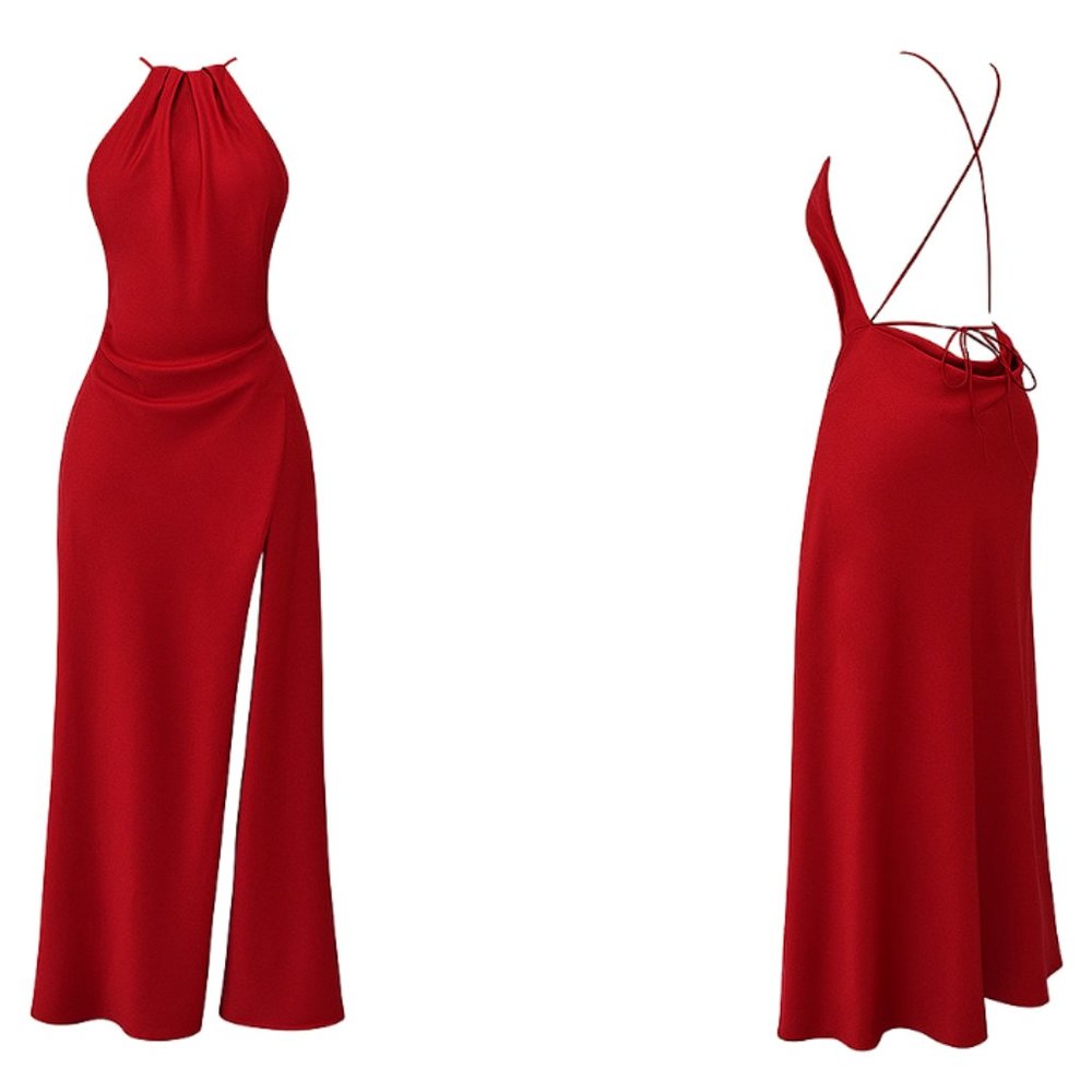 HOUSE OF CB 'Zanab' Red Rose Thigh Slit Maxi Dress NWOT - Picture 6 of 6